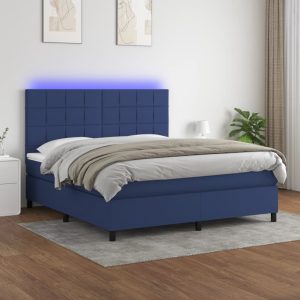 vidaXL kontinentalseng med LED-lys 180x200 cm stof blå