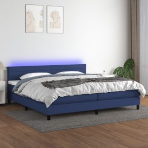 vidaXL kontinentalseng med LED-lys 200x200 cm stof blå