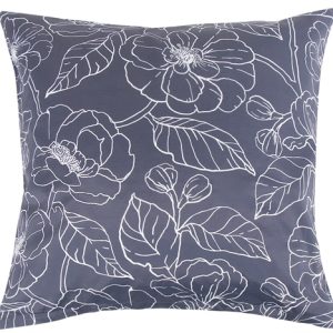 Pudebetræk 60x63 cm - Blåt blomstret hovedpude betræk i polycotton - Borg Living